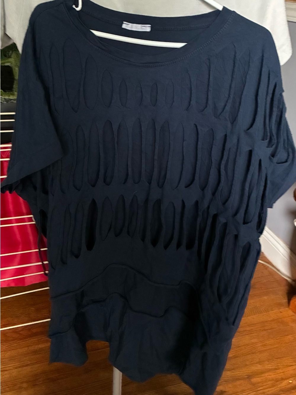 Women's Navy Short-Sleeve Cutout Tee